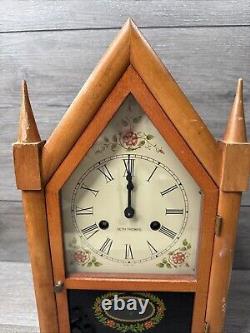 Fine Vintage Seth Thomas Cottage Steeple 8-Day Chime Mantle Clock Working with Key