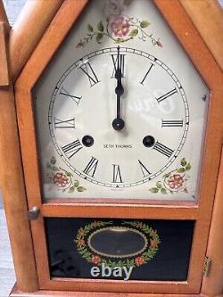 Fine Vintage Seth Thomas Cottage Steeple 8-Day Chime Mantle Clock Working with Key