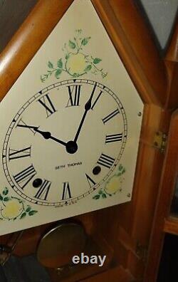 Fine Vintage Seth Thomas Cottage Steeple 8-Day Chime Mantle Clock Working with Key