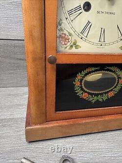 Fine Vintage Seth Thomas Cottage Steeple 8-Day Chime Mantle Clock Working with Key