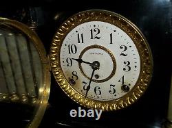 Fully And Properly Restored Rare Seth Thomas Black Adamantine Mantel Clock