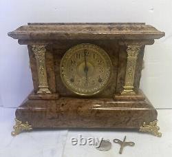 Fully And Properly Restored Seth Thomas Golden Bronze Adamantine Mantel Clock