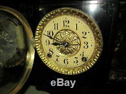 Fully & Properly Restored Rare Seth Thomas Black Adamantine Mantel Clock