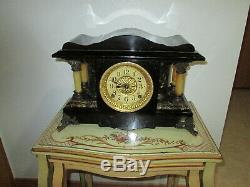 Fully & Properly Restored Seth Thomas Black Adamantine Mantel Clock Shasta Model