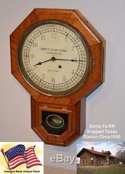 Fully Restored 1908 Seth Thomas Santa Fe RR Kopperl Texas Depot Station Clock