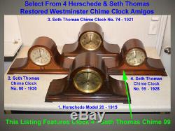 Fully Restored Seth Thomas Mahogany & Burl Antique Chime Clock No. 99-1928