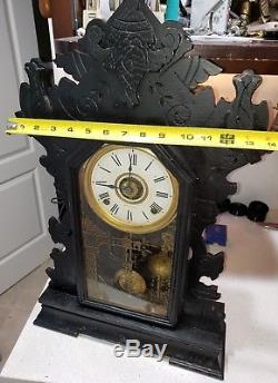 GIANT Antique Seth Thomas Gingerbread Kitchen 8 Day Shelf Clock for Parts