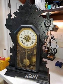 GIANT Antique Seth Thomas Gingerbread Kitchen 8 Day Shelf Clock for Parts