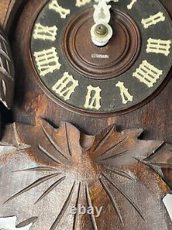 German Leaf & Loon Cuckoo Clock By Seth Thomas 8 Day Black Forest Vintage 1950's