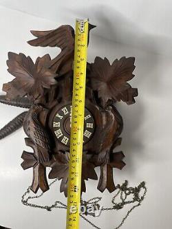 German Leaf & Loon Cuckoo Clock By Seth Thomas 8 Day Black Forest Vintage 1950's