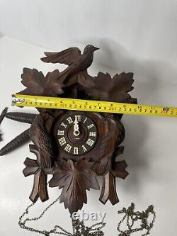 German Leaf & Loon Cuckoo Clock By Seth Thomas 8 Day Black Forest Vintage 1950's