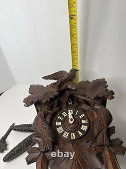 German Leaf & Loon Cuckoo Clock By Seth Thomas 8 Day Black Forest Vintage 1950's