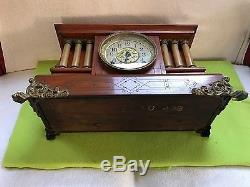 Gorgeous SETH THOMAS Triple Columns Adamantine Mantle Clock C. 1880's