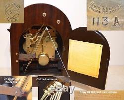 Grand Seth Thomas Restored Antique Chime Clock No 73 1921 In Ribbon Mahogany