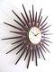 Huge Vintage Seth Thomas Teak Sunburst / Starburst Wall Clock Retro 1960s/1970s