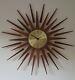 Huge Vintage Seth Thomas Teak Sunburst / Starburst Wall Clock Retro 1960s /70s
