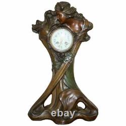 Huge Original Art Nouveau Circa 1889 Cold Painted Bronzed Clock By Seth Thomas