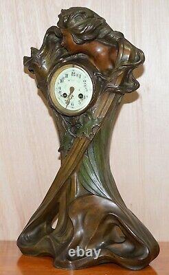 Huge Original Art Nouveau Circa 1889 Cold Painted Bronzed Clock By Seth Thomas