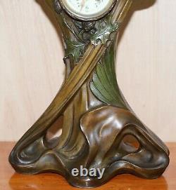 Huge Original Art Nouveau Circa 1889 Cold Painted Bronzed Clock By Seth Thomas