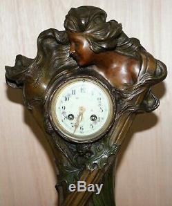 Huge Original Art Nouveau Circa 1889 Cold Painted Bronzed Clock By Seth Thomas