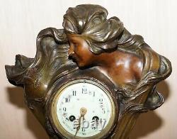 Huge Original Art Nouveau Circa 1889 Cold Painted Bronzed Clock By Seth Thomas