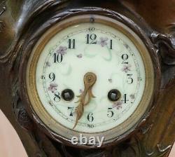 Huge Original Art Nouveau Circa 1889 Cold Painted Bronzed Clock By Seth Thomas