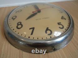 LARGE SCHOOL HOUSE CLOCK Vintage 1950's CHROME electric 15 rare SETH THOMAS