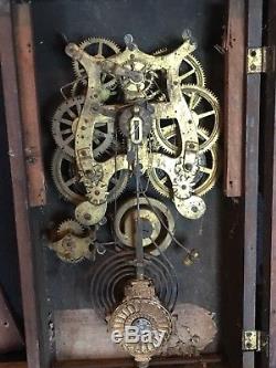 LARGE Seth Thomas ECLIPSE Oak Victorian Kitchen/Wall Clock Fancy 8 Day