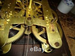 Large-Antique-Seth Thomas-Clock Movement & Engine Turned Pendulum Bob-#T612