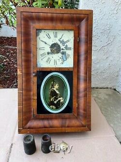 Large Antique Seth Thomas Weight Driven Mantel Clock Civil War Era WORKS