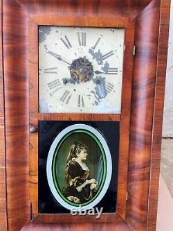 Large Antique Seth Thomas Weight Driven Mantel Clock Civil War Era WORKS