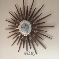 Large Mid Century Seth Thomas Style Starburst Clock Hand Made One Off by Royale