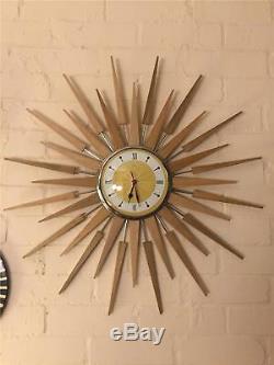 Large Mid Century Seth Thomas Style Starburst Clock Hand Made in the UK