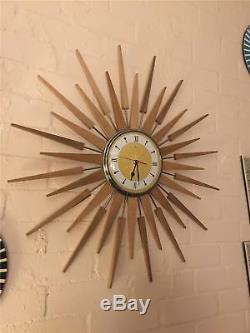 Large Mid Century Seth Thomas Style Starburst Clock Hand Made in the UK