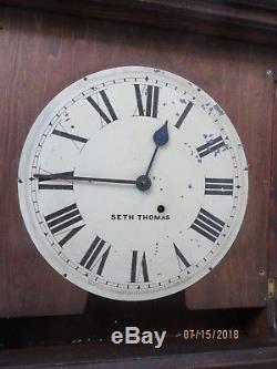 Large Vintage Oak Seth Thomas Wall Clock Does Not Run As Is