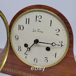 MCM Seth Thomas Mantle Clock Movement 60s USA 8 Day Keywound Clock Wood w Key