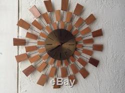 MID Century Seth Thomas Grandeur Sunburst Wall Clock After G. Nelson Pixel Design