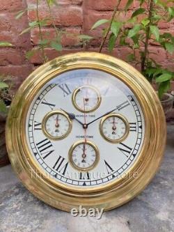 Maritime Antique 17 Polished Brass World Time Wall Clock Ship's Wall clock