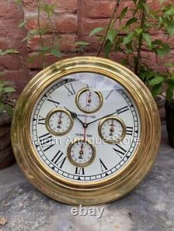 Maritime Antique 17 Polished Brass World Time Wall Clock Ship's Wall clock