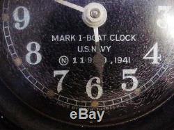 Mark 1 Boat Clock U. S. Navy Ship WWII 1941 Seth Thomas Works withMounting base