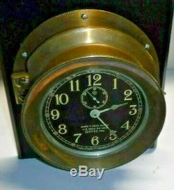 Mark 1-Deck Clock U. S. Navy BU NAV N2542 1940 Brass Seth Thomas WORKING with KEY