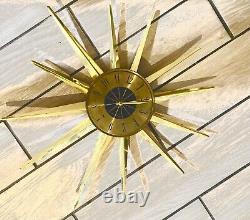 Mid Century Modern 24 Seth Thomas Starburst Sunburst Wall Clock Originally Work