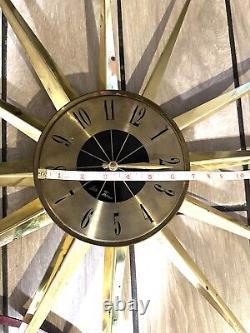 Mid Century Modern 24 Seth Thomas Starburst Sunburst Wall Clock Originally Work