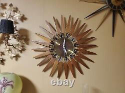 Mid Century Modern 24 Seth Thomas Starburst Sunburst Wall Clock WORKS free Ship