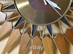 Mid Century Modern 24 Seth Thomas Starburst Sunburst Wall Clock WORKS free Ship