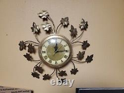 Mid Century Modern 24 Seth Thomas Starburst Sunburst Wall Clock WORKS free Ship