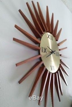 Mid Century Modern Art Clock Seth Thomas Stylecraft Vintage Sunburst