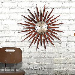 Mid Century Modern Seth Thomas Danish Style Star Sunburst Wood Wall Clock New