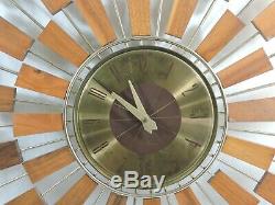 Mid Century Modern Seth Thomas Danish Sunburst Atomic-Style Wall Clock Grandeur