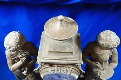 Mitchell Vance & Co N. Y. Bronze Double Figure Mantel Clock Seth Thomas & Sons